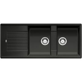 ÉVIER DE CUISINE EN GRANIT ANTHRACITE BLANCO AVEC DEUX BACS ET ÉGOUTTOIR 1160X500 MM