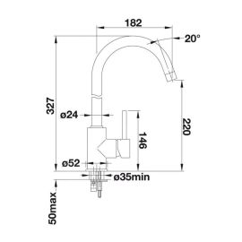 MITIGEUR DE CUISINE BLANCO MIDA EN GRANIT ANTHRACITE AVEC BEC TOURNANT