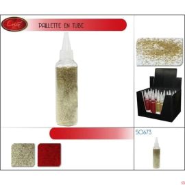 PAILLETTE EN TUBE ROUGE/OR -  ENV 96GR