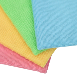 LOT DE 4 TORCHONS DE NETTOYAGE EN MICROFIBRE MULTI-USAGES 32 X 32 CM