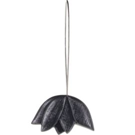 EMBRASSE AIMANTÉE POUR RIDEAUX EN RÉSINE FORME TULIPE PETIT MODÈLE NOIR ET ARGENT