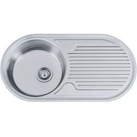 ÉVIER DE CUISINE ENCASTRABLE ROND EN ACIER INOXYDABLE 1 BAC Ø367 MM AVEC SIPHON