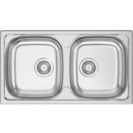 ÉVIER DE CUISINE EN ACIER INOXYDABLE OKIO LINE À DEUX BACS 780X435 MM