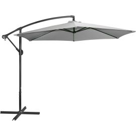 PARASOL DÉPORTÉ ROND GRIS 3 M STRUCTURE MÉTAL TOILE POLYESTER 180 G OUVERTURE PAR MANIVELLE – VENDU SANS DALLES