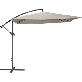 PARASOL DÉPORTÉ INCLINABLE 2.5X2.5 M TAUPE AVEC TOILE 180 G ET MANIVELLE – VENDU SANS DALLES