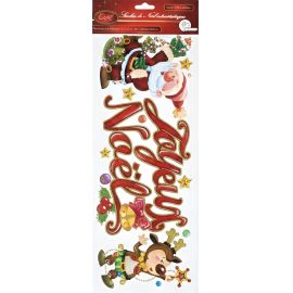 STICKER VITROSTATIQUE DE NOËL TRANSPARENT DÉCORATIF 21 X 54,5 CM