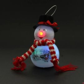 BONHOMME DE NEIGE LED AVEC CHAPEAU ET MOTIFS DÉCOR