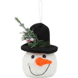 BONHOMME DE NEIGE TÊTE LUMINEUSE AVEC CHAPEAU 9 CM