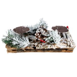 BOUGEOIR DE NOËL POUR 2 BOUGIES À PLANTER 28 cm