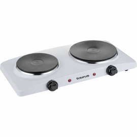 PLAQUE ÉLECTRIQUE DOUBLE VOLCANO TAURUS DUO FLAMME BLANCHE 2500W AVEC 5 NIVEAUX DE TEMPÉRATURE