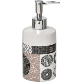 DISTRIBUTEUR À SAVON ROND EN DOLOMITE IMPRIMÉ MOTIF MASAÏ 320 ML