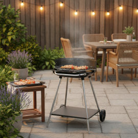 BARBECUE CHARBON DE BOIS KOS 17 SUR CHARIOT CUVE FONTE 52 X 37,5 CM