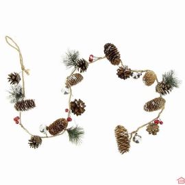 GUIRLANDE AVEC POMME DE PIN ET BOULE ARGENT 120 CM