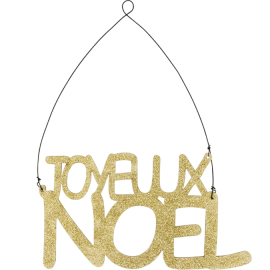 PLAQUE DE NOËL PAILLETÉE DÉCORATIVE 20 X 10 CM EN 3 MODÈLES ASSORTIS