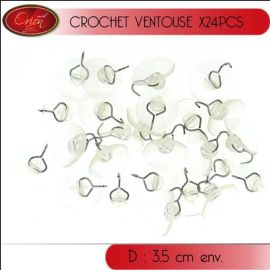 LOT DE 24 CROCHETS VENTOUSE POUR DÉCORATION EXTÉRIEURE DIAMÈTRE 3.5 CM