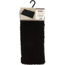 TAPIS MICROFIBRE NOIR PETITE CHENILLE 50x80 CM
