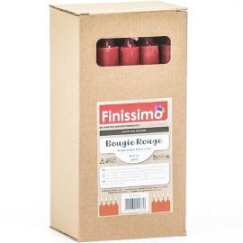 20 BOUGIES ROUGES NON PARFUMÉES LONGUES 19 CM