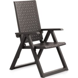 CHAISE D’EXTÉRIEUR PLIABLE 5 POSITIONS DREAM EN PLASTIQUE COULEUR WENGÉ AVEC ACCOUDOIRS