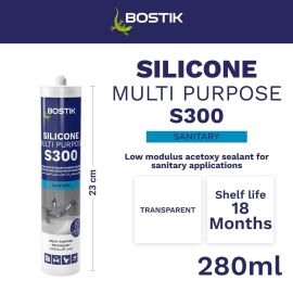 MASTIC SILICONE ACÉTIQUE TRANSPARENT MULTI USAGES BOSTIK S300 280 ML