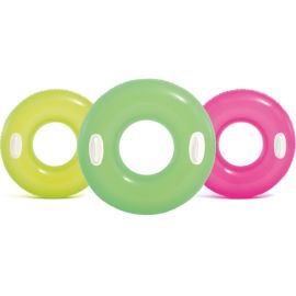 BOUÉE GONFLABLE AVEC POIGNÉES 76 CM COULEURS NÉON POUR ENFANTS ET ADULTES