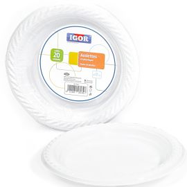 ASSIETTES EN PLASTIQUE JETABLES 20 PIÈCES DE 17 CM IGOR