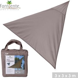 TOILE D’OMBRAGE TRIANGULAIRE TAUPE 3 X 3 X 3 M POLYESTER 160 GR/M²