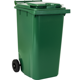 POUBELLE D’EXTÉRIEUR VERTE 120 LITRES AVEC COUVERCLE ET ROUES JCOPLASTIC