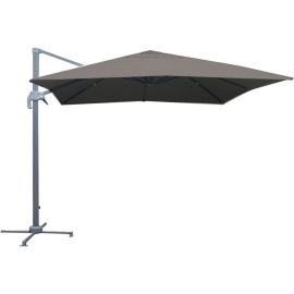 PARASOL DÉCENTRÉ CARRÉ GRIS ANTHRACITE 3X3 M EN ALUMINIUM ET POLYESTER 250 G AVEC OUVERTURE À MANIVELLE – VENDU SANS DALLES
