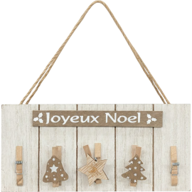 SUSPENSION PANCARTE JOYEUX NOËL AVEC PINCES DÉCORATION DE NOËL 23 CM