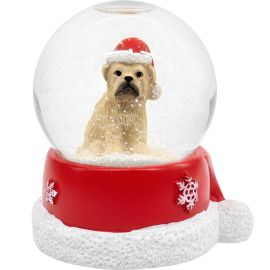 BOULE DE NEIGE 45 MM AVEC CHIEN BONNET DE NOËL