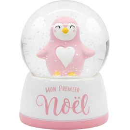 BOULE DE NEIGE 45 MM AVEC PINGOUIN MON PREMIER NOËL