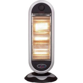 CHAUFFAGE ÉLECTRIQUE HALOGÈNE AVEC TÉLÉCOMMANDE 1200W 3 TUBES OSCILLANT NOIR ARGENT