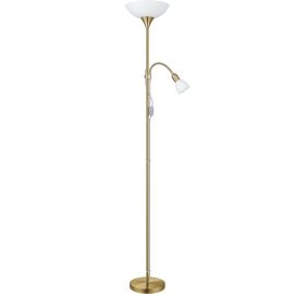 LAMPADAIRE UP 2 EN ACIER BRUN AVEC ABAT-JOUR EN VERRE BLANC ET LAMPE DE LECTURE ORIENTABLE EGLO
