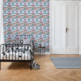 PAPIER PEINT GRAFFITI MULTICOLORE ENFANT DESIGN URBAIN