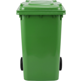 POUBELLE VERTE 240 LITRES AVEC DEUX ROUES NOIRES ROBUSTE GRANDE CAPACITÉ
