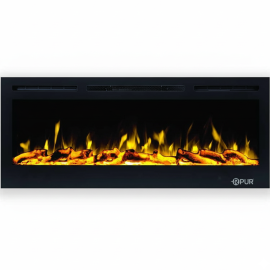 CHEMINÉE ÉLECTRIQUE ENCASTRABLE ET MURALE 128 CM EN VERRE TREMPÉ AVEC FLAMMES RÉALISTES ET TÉLÉCOMMANDE 1400W