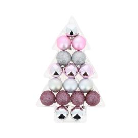 BOULES DE NOEL 5CM X 17PCS - BOITE SAPIN FANTAISE