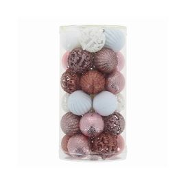 BOULES DE NOEL ARABESQUE X30PCS D4CM - NOEL EN ROSE