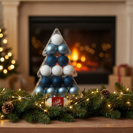 LOT DE 17 BOULES DE NOËL DÉCORATIVES DIAMÈTRE 5 CM THÈME NOËL EN LAPONIE