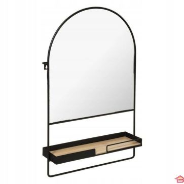 MIROIR ETAGERE EN METAL ET BOIS A SUSPENDRE