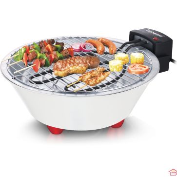 BARBECUE ÉLECTRIQUE DE TABLE TECHWOOD BLANC SANS FUMÉE AVEC GRILLE INOX ET BAC À EAU AMOVIBLE