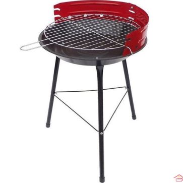 BARBECUE ROND CHARBON DE BOIS 33 CM NOIR ET ROUGE