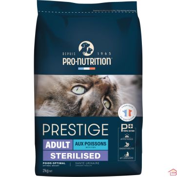 CROQUETTES POUR CHAT ADULTE STÉRILISÉ AU POISSON 2 KILOGRAMMES PRESTIGE PRO NUTRITION
