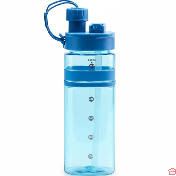 BOUTEILLE À EAU 600 ML EN TRITAN AVEC PAILLE INTÉGRÉE ET DOUBLE OUVERTURE