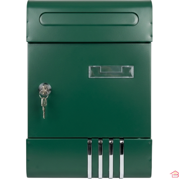 BOÎTE AUX LETTRES MURALE VERROUILLABLE EN ALUMINIUM VERT STYLE VINTAGE RÉSISTANTE AUX INTEMPÉRIES 205X65X291 MM
