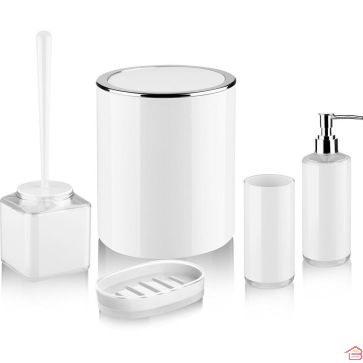 ENSEMBLE DE SALLE DE BAIN ROND 5 PIÈCES BLANC