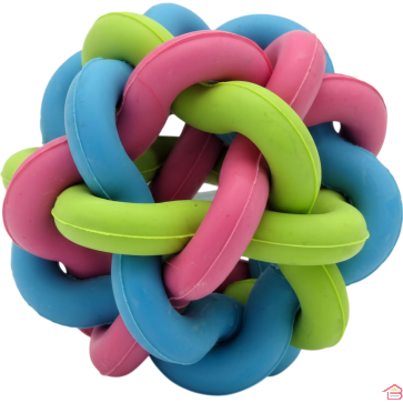 JOUET BALLE POUR CHIEN EN CAOUTCHOUC NATUREL MULTICOLORE DIAMÈTRE 9 CM FUN TOY