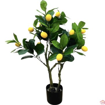 PETIT ARBRE CITRONNIER ARTIFICIEL DÉCORATIF EN POT HAUTEUR 80 CM