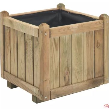 BAC À FLEURS CARRÉ EN BOIS TRAITÉ VENDÔME 52 LITRES 46 X 46 X 44 CENTIMÈTRES