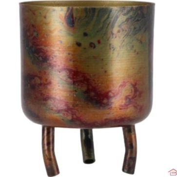 PORTE BOUGIE DÉCORATIF EN MÉTAL SUR TROIS PIEDS MODÈLE DOBRA FLAMME HAUTEUR 10 CM